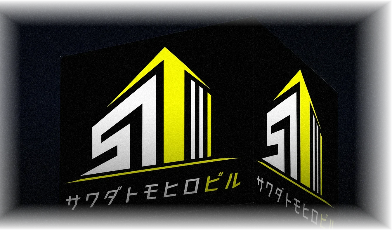 夜空に光るサワダトモヒロビルの屋上看板